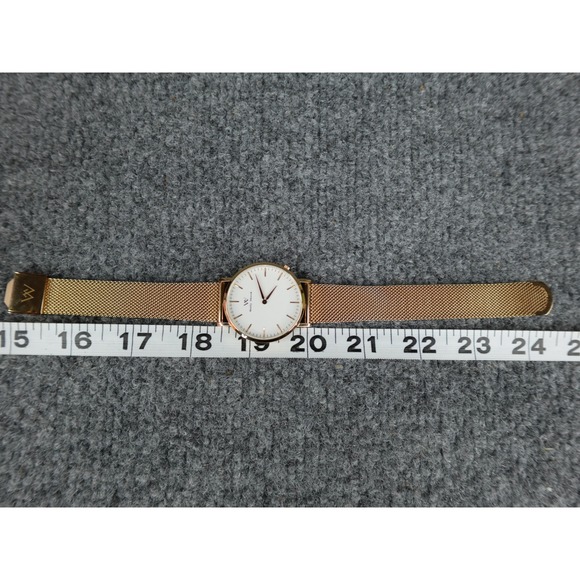 Welly Merck Rose Gold Mesh Band White Face Swiss Movement Sapphire Crystal Watch